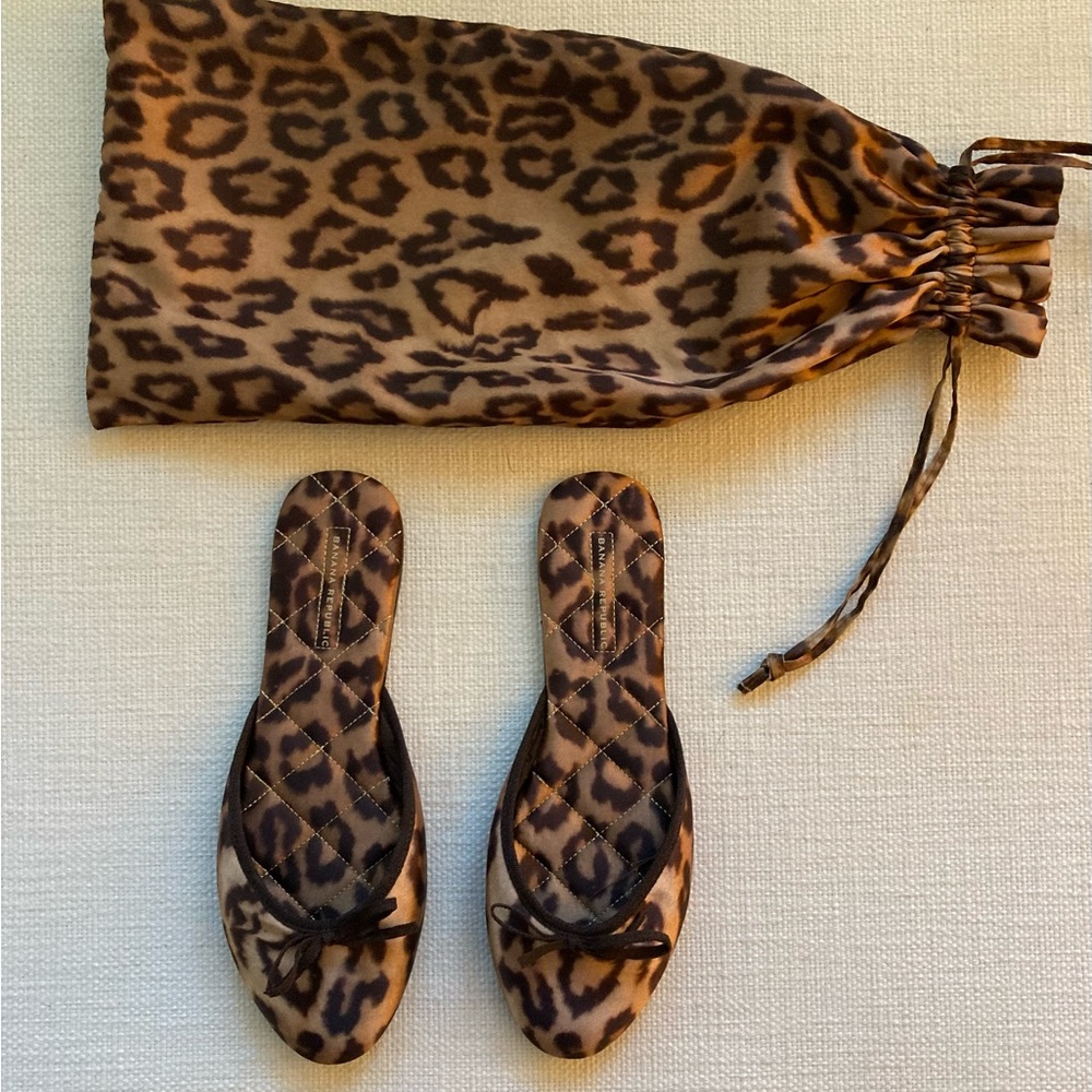 Banana Republic Satin Leopard Slippers